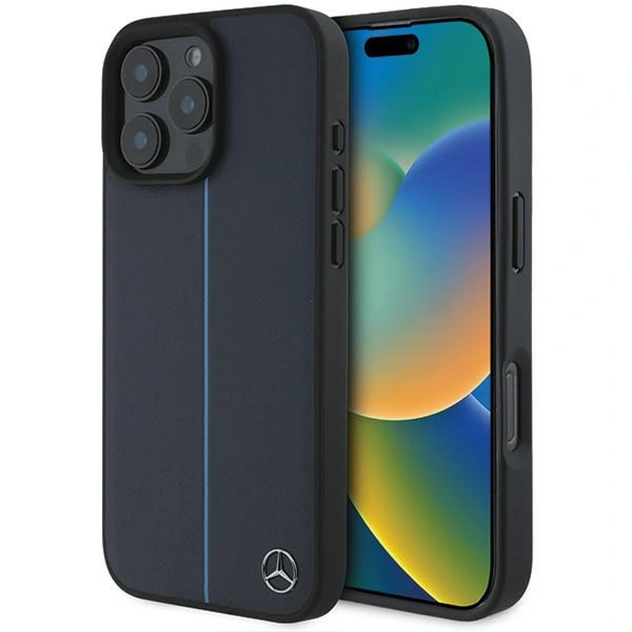 Mercedes MEHMP16X23RURBV Apple iPhone 16 Pro Max hardcase MB Blue Line Leather MagSafe navy