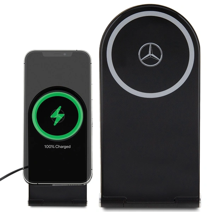 Mercedes MEMFBGSLK foldable 2-in-1 wireless charger 15W Silver Star MagSafe black
