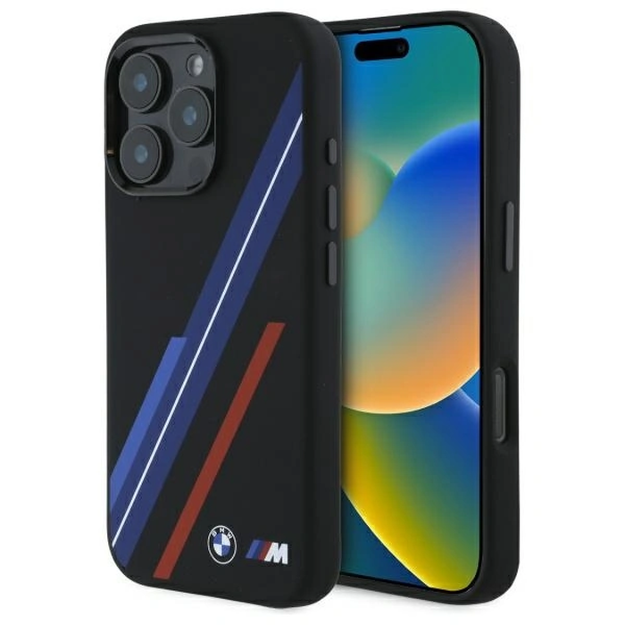 BMW BMHMP16X23SSPK Apple iPhone 16 Pro Max hardcase Silicone Random Lines MagSafe black