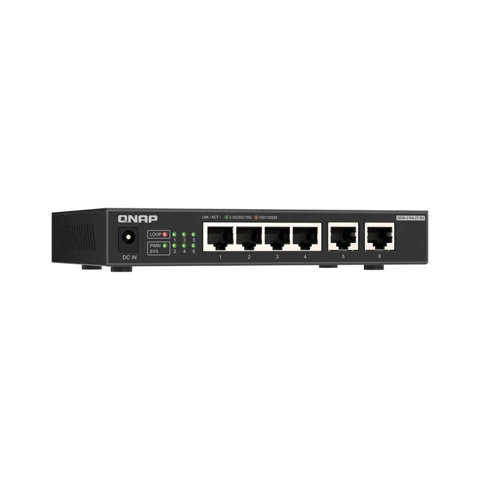 QNAP QSW-2104-2T-R2 Unmanaged L2 Switch, 6 Θύρες Gigabit (4x1GbE + 2x10GbE)