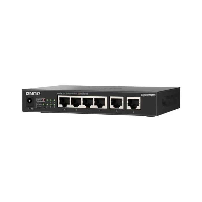 QNAP QSW-2104-2T-R2 Unmanaged L2 Switch, 6 Θύρες Gigabit (4x1GbE + 2x10GbE)
