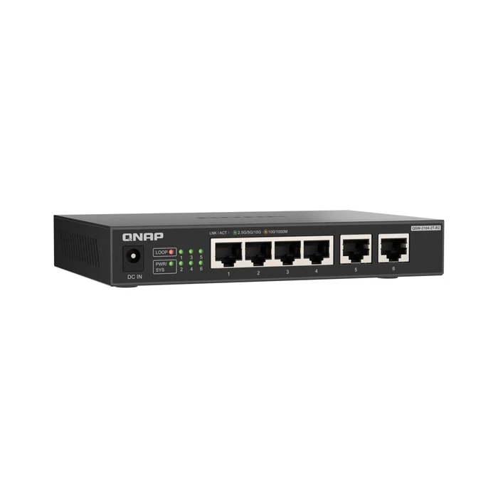 QNAP QSW-2104-2T-R2 Unmanaged L2 Switch, 6 Θύρες Gigabit (4x1GbE + 2x10GbE)