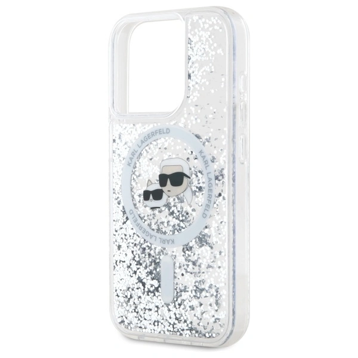 Karl Lagerfeld KLHMP15XLGKCSGH Apple iPhone 15 Pro Max hardcase Liquid Glitter Karl&Choupette Head MagSafe transparent