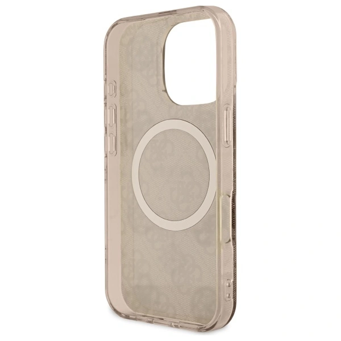 Guess GUHMP16LH4PYEEW Apple iPhone 16 Pro hardcase IML Peony On 4G Background MagSafe brown