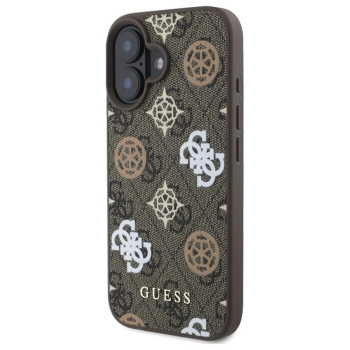 Guess GUHMP16SP4PWPW Apple iPhone 16 hardcase Peony On 4G Background MagSafe brown
