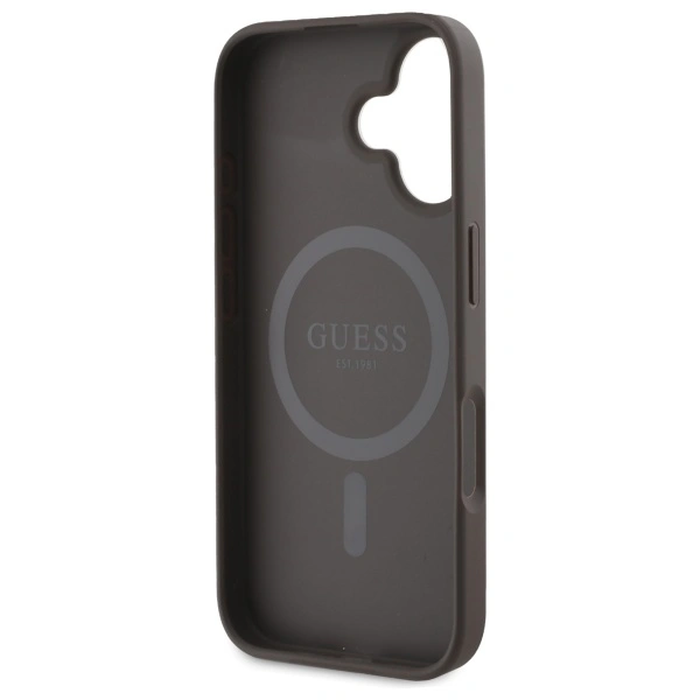 Guess GUHMP16SP4PWPW Apple iPhone 16 hardcase Peony On 4G Background MagSafe brown