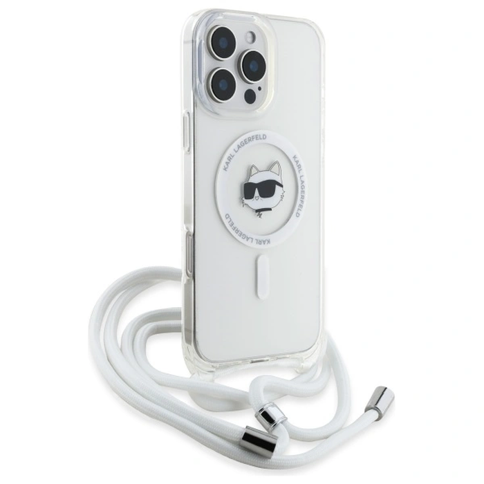 Karl Lagerfeld KLHMP16LHCCHNT Apple iPhone 16 Pro hardcase IML Choupette Head & Cord Magsafe transparent