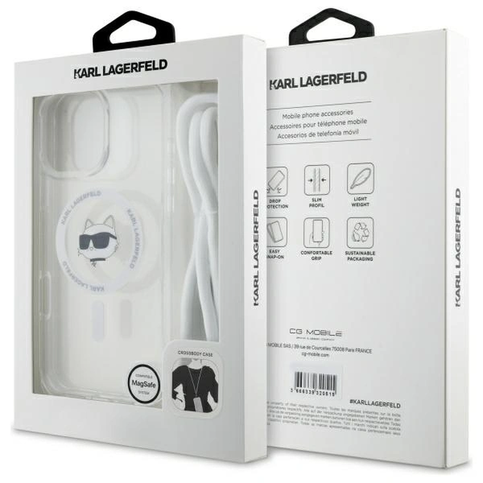 Karl Lagerfeld KLHMP16LHCCHNT Apple iPhone 16 Pro hardcase IML Choupette Head & Cord Magsafe transparent