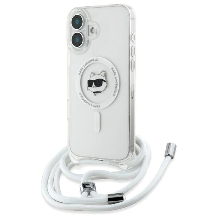 Karl Lagerfeld KLHMP16SHCCHNT Apple iPhone 16 hardcase IML Choupette Head & Cord Magsafe transparent
