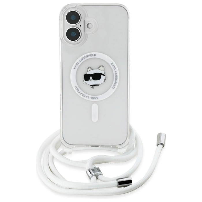 Karl Lagerfeld KLHMP16SHCCHNT Apple iPhone 16 hardcase IML Choupette Head & Cord Magsafe transparent