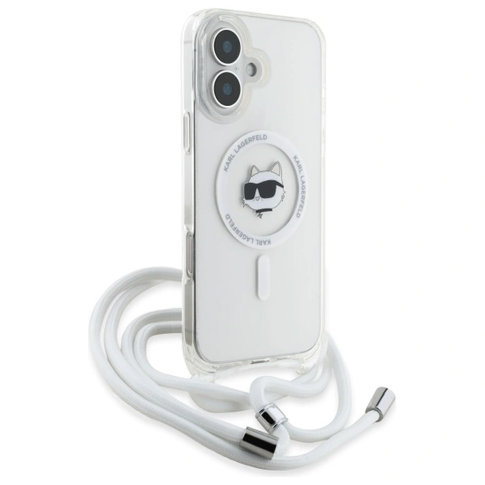 Karl Lagerfeld KLHMP16SHCCHNT Apple iPhone 16 hardcase IML Choupette Head & Cord Magsafe transparent