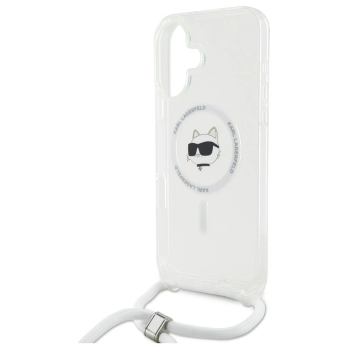 Karl Lagerfeld KLHMP16SHCCHNT Apple iPhone 16 hardcase IML Choupette Head & Cord Magsafe transparent