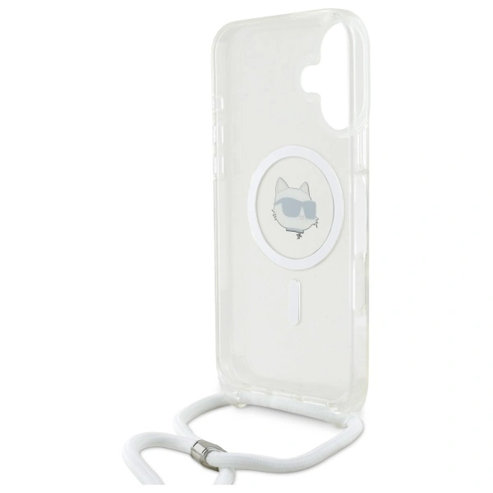 Karl Lagerfeld KLHMP16SHCCHNT Apple iPhone 16 hardcase IML Choupette Head & Cord Magsafe transparent