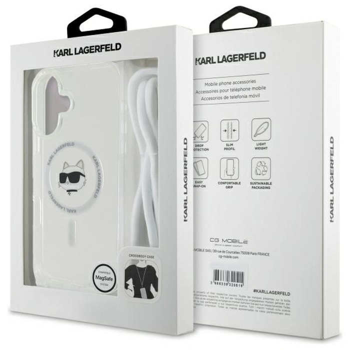 Karl Lagerfeld KLHMP16SHCCHNT Apple iPhone 16 hardcase IML Choupette Head & Cord Magsafe transparent