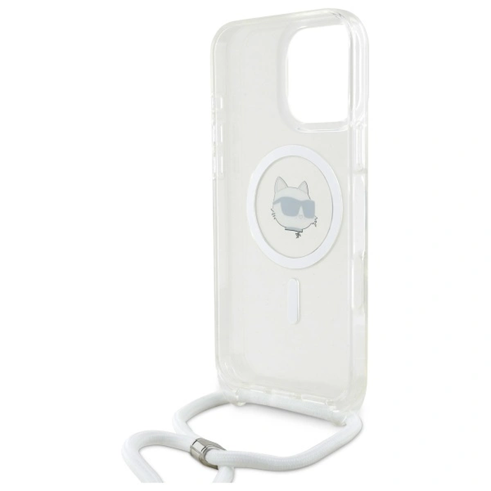 Karl Lagerfeld KLHMP16XHCCHNT Apple iPhone 16 Pro Max hardcase IML Choupette Head & Cord Magsafe transparent