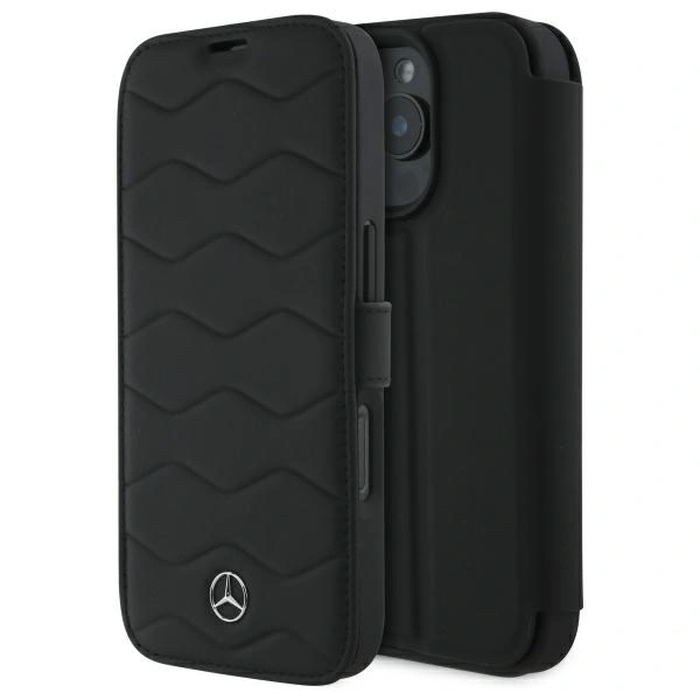 Mercedes MEBKP16X23RWRSK Apple iPhone 16 Pro Max bookcase MB Waves Leather black