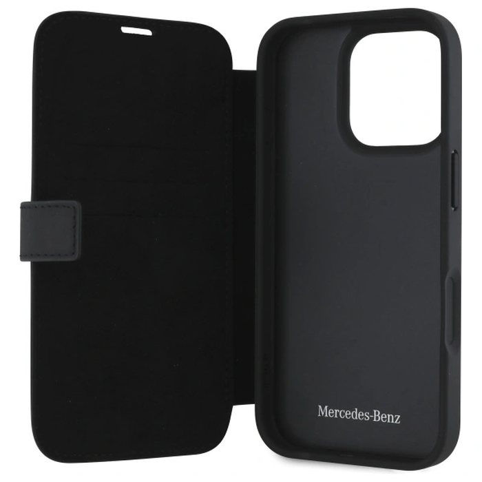 Mercedes MEBKP16X23RWRSK Apple iPhone 16 Pro Max bookcase MB Waves Leather black