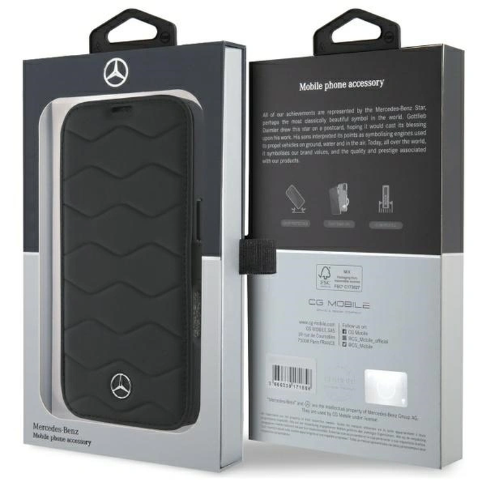 Mercedes MEBKP16X23RWRSK Apple iPhone 16 Pro Max bookcase MB Waves Leather black