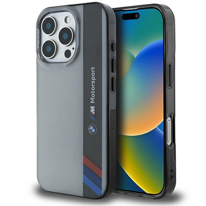 BMW BMHCP16L23HTFEG Apple iPhone 16 Pro hardcase Motorsport IML Vertical Stripe grey