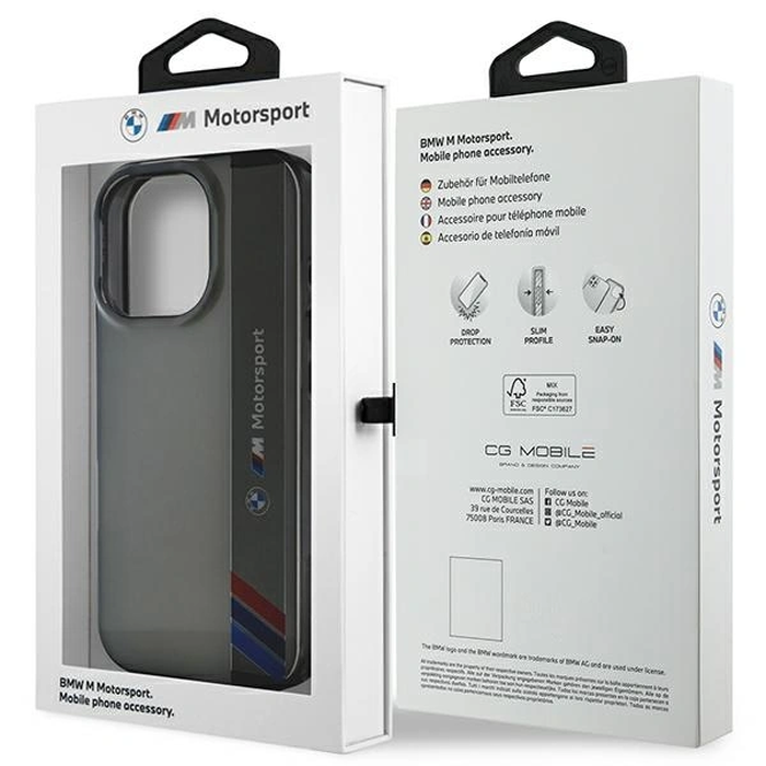 BMW BMHCP16L23HTFEG Apple iPhone 16 Pro hardcase Motorsport IML Vertical Stripe grey