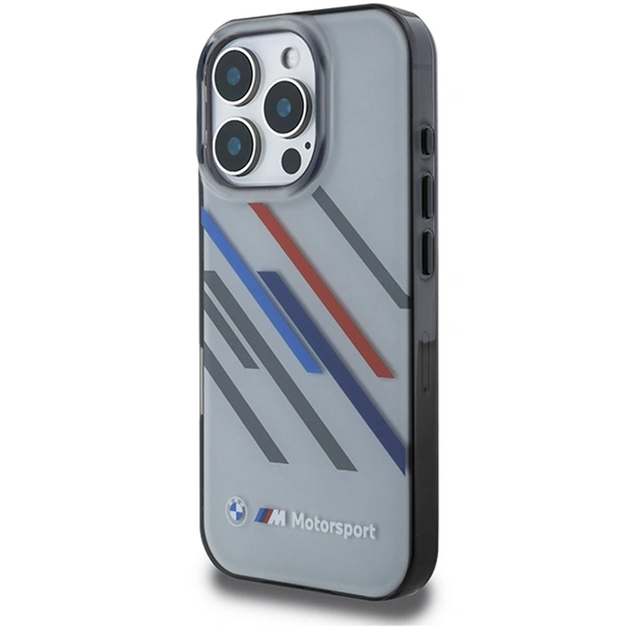 BMW BMHCP16L23HTRAG Apple iPhone 16 Pro hardcase Motorsport IML Random Stripes grey