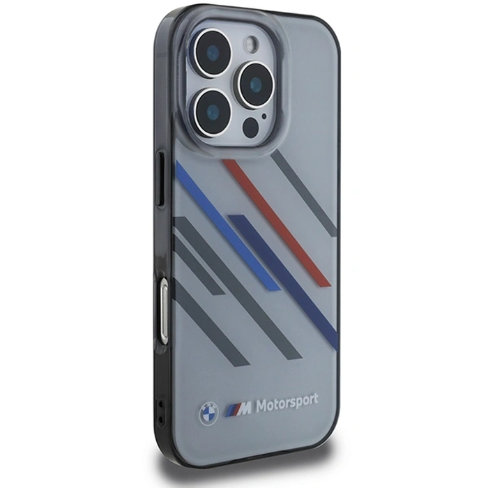 BMW BMHCP16L23HTRAG Apple iPhone 16 Pro hardcase Motorsport IML Random Stripes grey