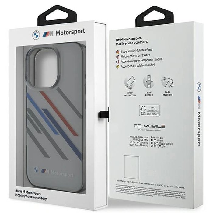 BMW BMHCP16L23HTRAG Apple iPhone 16 Pro hardcase Motorsport IML Random Stripes grey