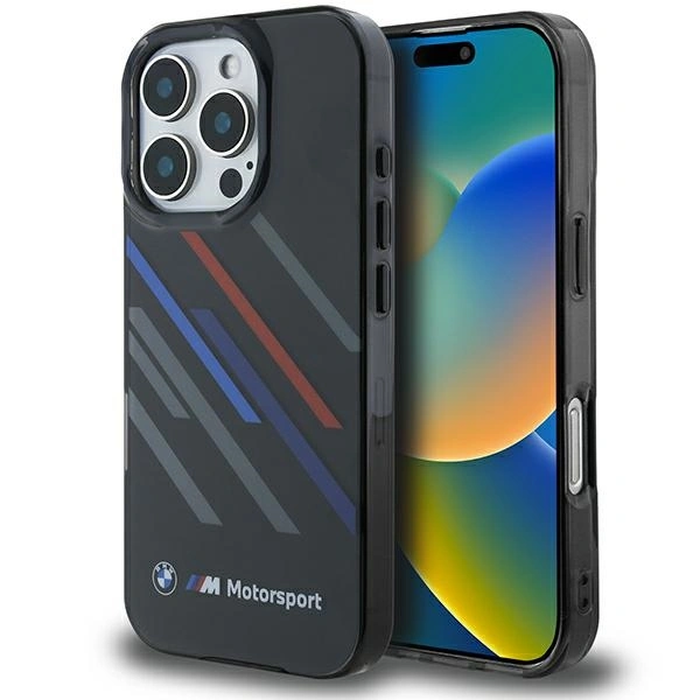 BMW BMHCP16L23HTRAK Apple iPhone 16 Pro hardcase Motorsport IML Random Stripes black