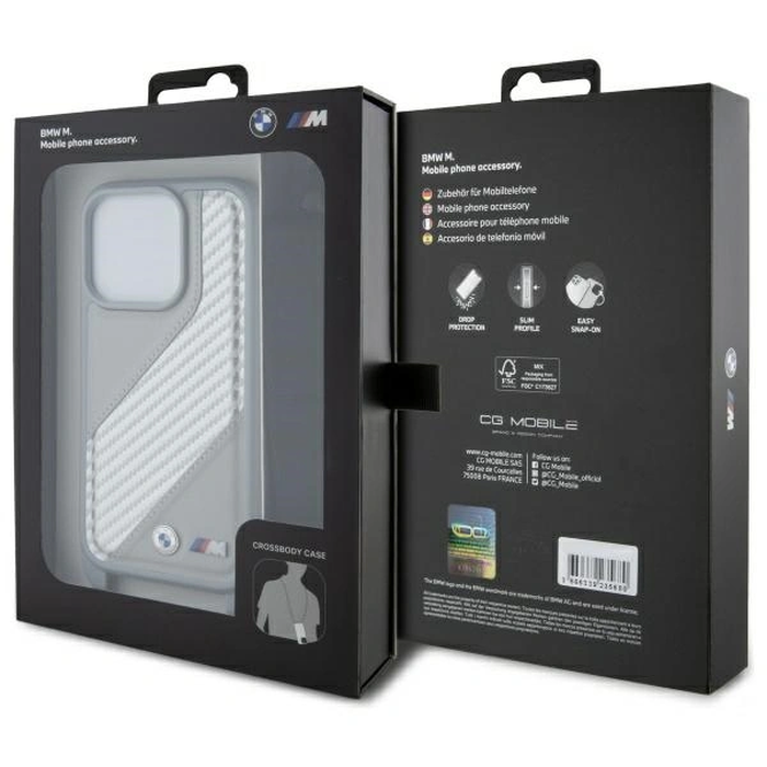 BMW BMHCP16L23PSCCG Apple iPhone 16 Pro hardcase M Edition Carbon Stripe & Strap grey