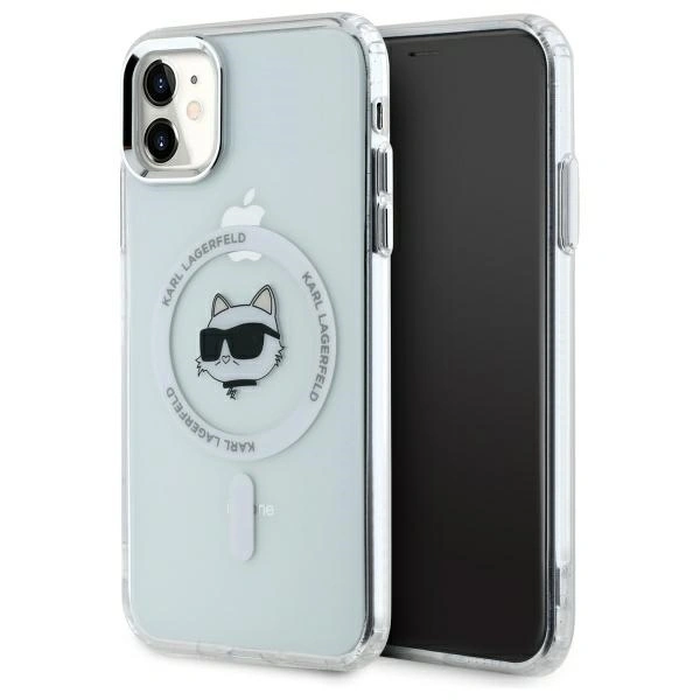 Karl Lagerfeld KLHMN61HLSCHH Apple iPhone 11 / XR hardcase IML Metal Choupette Head MagSafe white