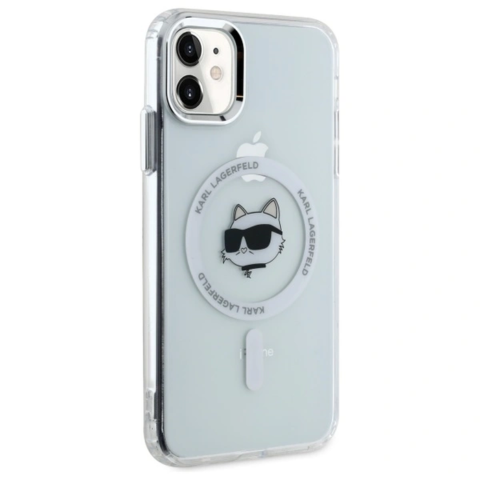 Karl Lagerfeld KLHMN61HLSCHH Apple iPhone 11 / XR hardcase IML Metal Choupette Head MagSafe white
