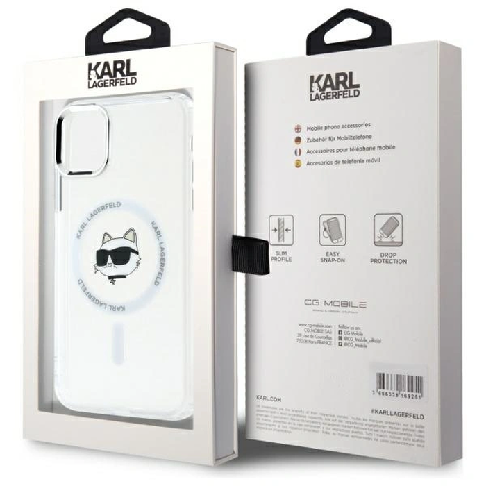 Karl Lagerfeld KLHMN61HLSCHH Apple iPhone 11 / XR hardcase IML Metal Choupette Head MagSafe white