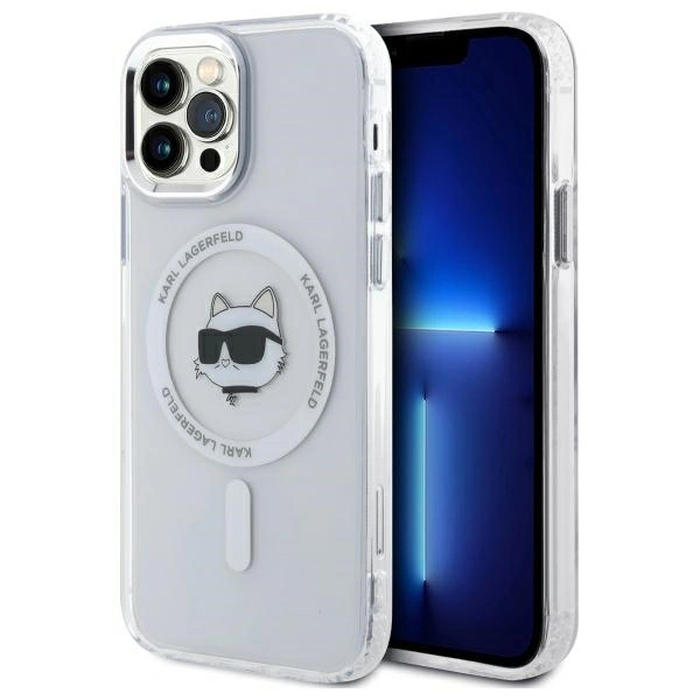 Karl Lagerfeld KLHMP12MHLSCHH Apple iPhone 12 / 12 Pro hardcase IML Metal Choupette Head MagSafe white