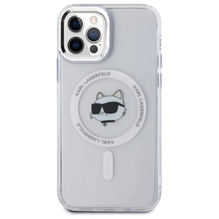 Karl Lagerfeld KLHMP12MHLSCHH Apple iPhone 12 / 12 Pro hardcase IML Metal Choupette Head MagSafe white