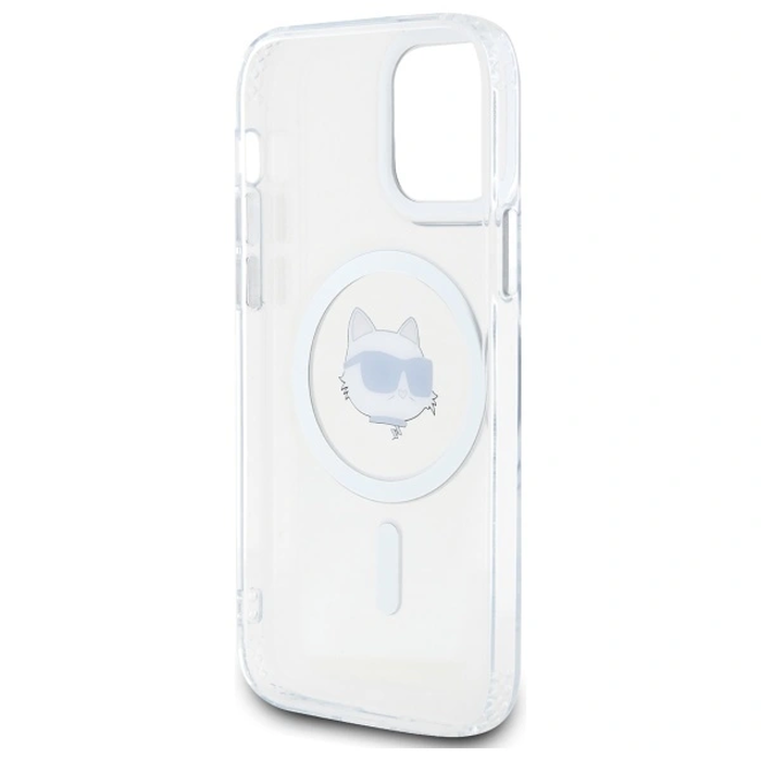 Karl Lagerfeld KLHMP12MHLSCHH Apple iPhone 12 / 12 Pro hardcase IML Metal Choupette Head MagSafe white