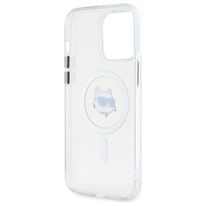Karl Lagerfeld KLHMP13XHLSCHH Apple iPhone 13 Pro Max hardcase IML Metal Choupette Head MagSafe white