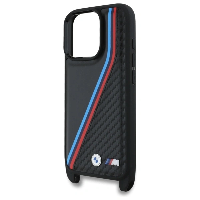 BMW BMHCP16L23PSVTK Apple iPhone 16 Pro hardcase M Edition Carbon Tricolor Lines & Strap black