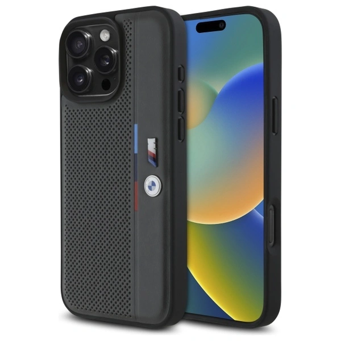 BMW BMHCP16L23PUPVA Apple iPhone 16 Pro hardcase M Perforated Tricolor Detail Line anthracite