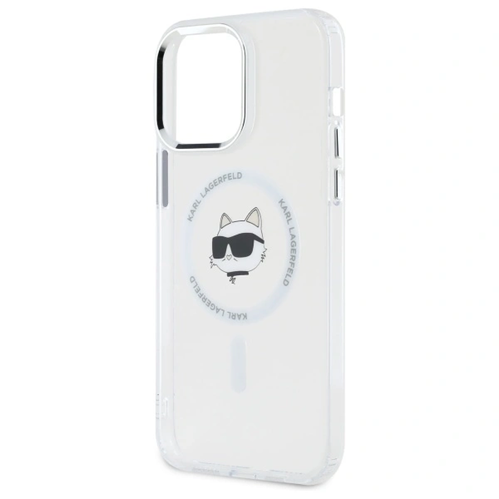 Karl Lagerfeld KLHMP14XHLSCHH Apple iPhone 14 Pro Max hardcase IML Metal Choupette Head MagSafe white