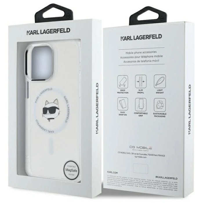Karl Lagerfeld KLHMP14XHLSCHH Apple iPhone 14 Pro Max hardcase IML Metal Choupette Head MagSafe white