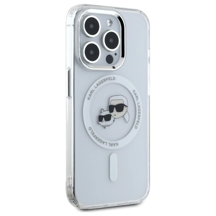 Karl Lagerfeld KLHMP15LHLSKCH Apple iPhone 15 Pro hardcase IML Metal Karl&Choupette Head MagSafe white