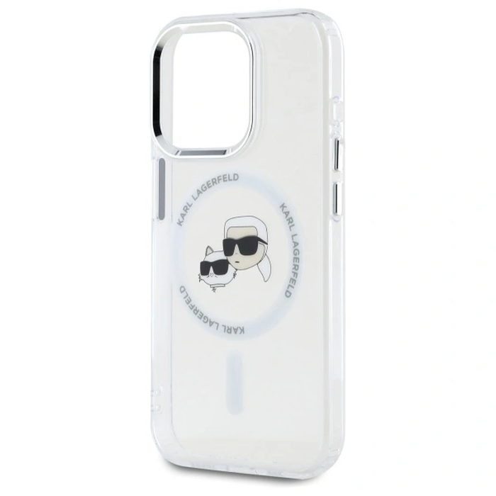 Karl Lagerfeld KLHMP15LHLSKCH Apple iPhone 15 Pro hardcase IML Metal Karl&Choupette Head MagSafe white