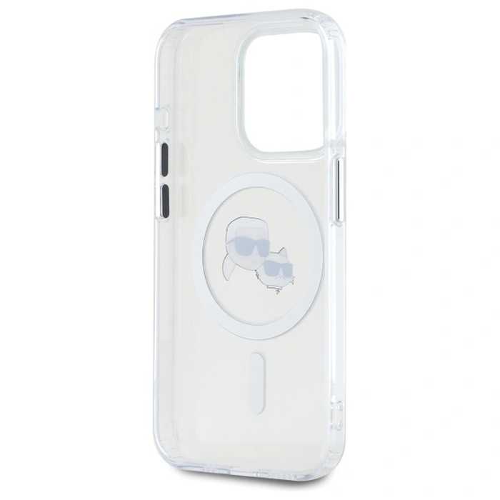 Karl Lagerfeld KLHMP15LHLSKCH Apple iPhone 15 Pro hardcase IML Metal Karl&Choupette Head MagSafe white