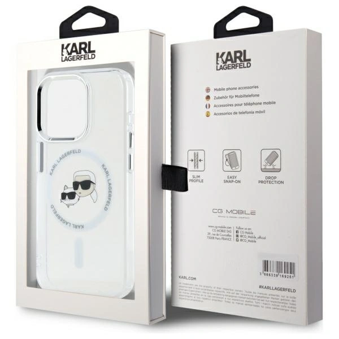 Karl Lagerfeld KLHMP15LHLSKCH Apple iPhone 15 Pro hardcase IML Metal Karl&Choupette Head MagSafe white