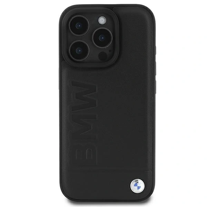 BMW BMHCP16LSLLBK Apple iPhone 16 Pro hardcase Leather Hot Stamp black
