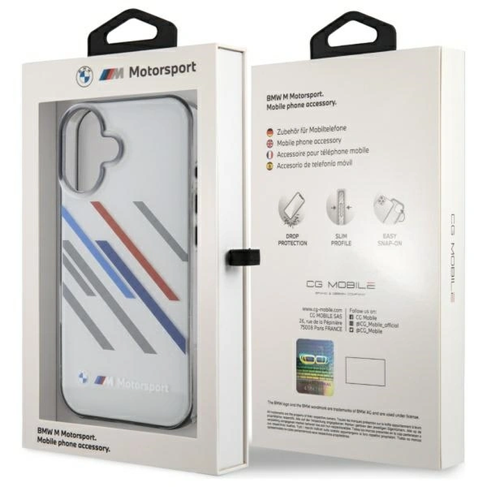BMW BMHCP16M23HTRAG Apple iPhone 16 Plus hardcase Motorsport IML Random Stripes grey