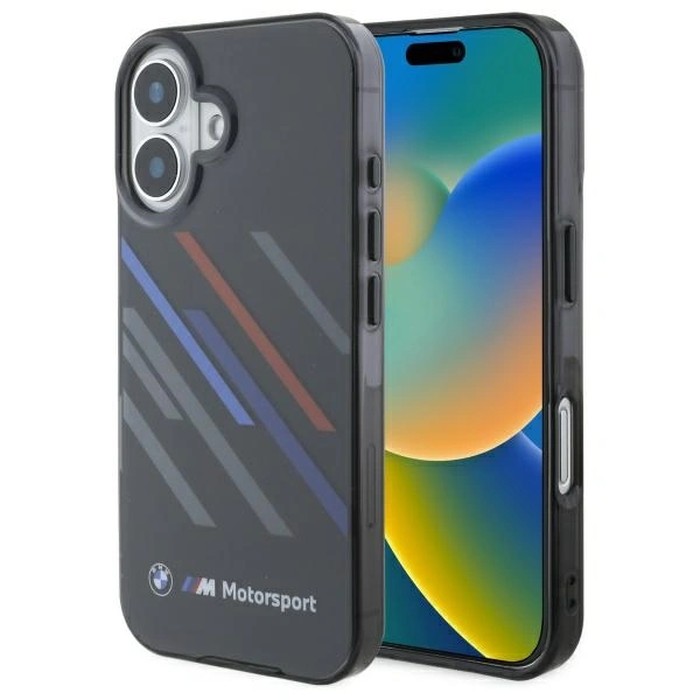 BMW BMHCP16M23HTRAK Apple iPhone 16 Plus hardcase Motorsport IML Random Stripes black