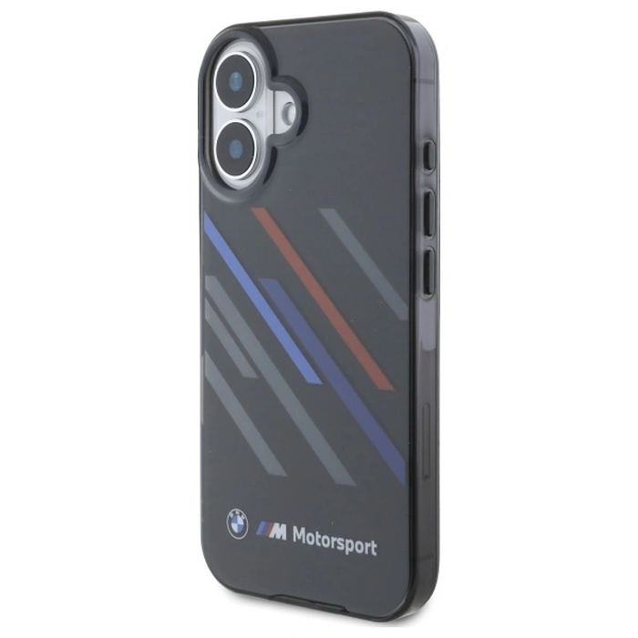 BMW BMHCP16M23HTRAK Apple iPhone 16 Plus hardcase Motorsport IML Random Stripes black