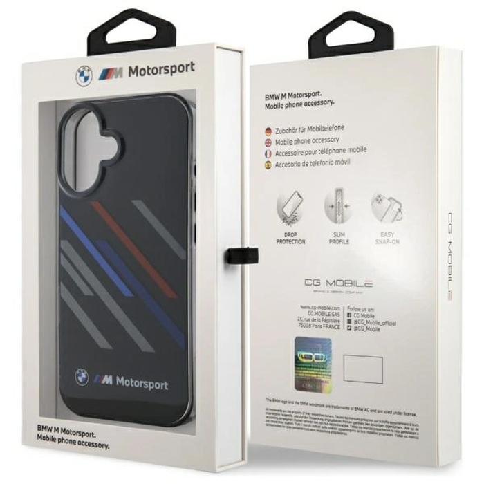 BMW BMHCP16M23HTRAK Apple iPhone 16 Plus hardcase Motorsport IML Random Stripes black