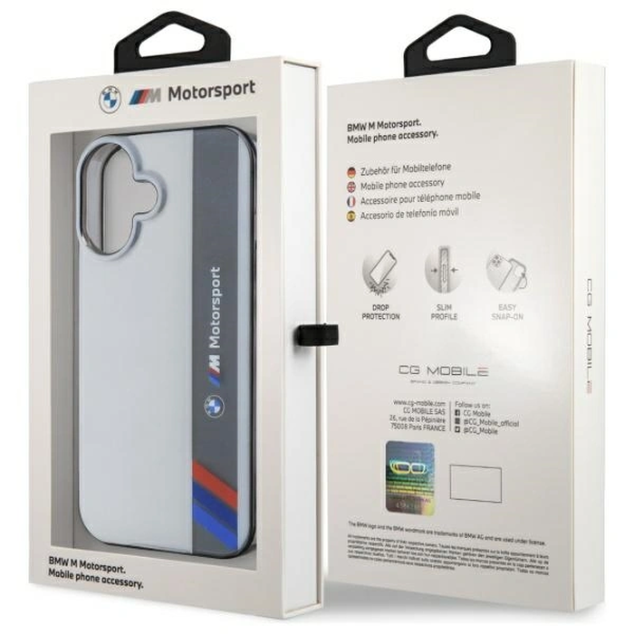 BMW BMHCP16S23HTFEG Apple iPhone 16 hardcase Motorsport IML Vertical Stripe grey